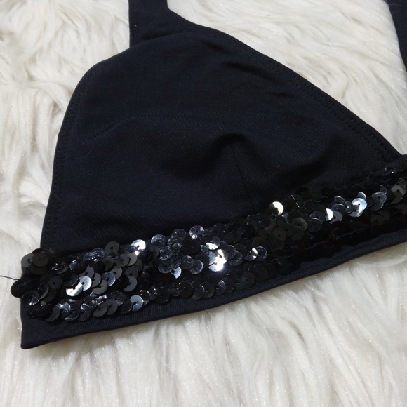 Rampage Black Sequin Halter Bikini Top - Picture 2 of 4